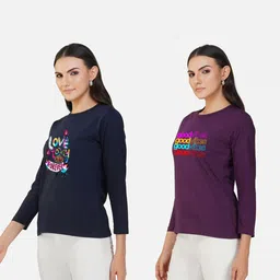 Metronaut Women 2 Printed Bio Finish Applique T-shirt image 2