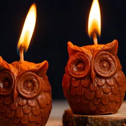 gabrunaari Set Of 2 Brown Textured Owl Shaped Coffee Scented Candle image 2