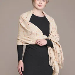 Cayman Checked Tasselled Woolen Stole-image-5