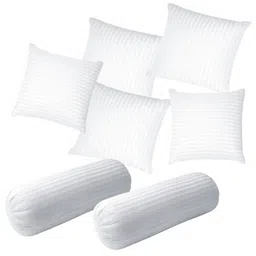 Microfibre Bolster Pack of 7 Stripes Combo Set Of 5 Cushion & 2-image-25