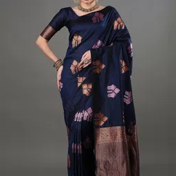 CaniBani Ethnic Motifs Zari Silk Blend Handloom Banarasi Saree image 5