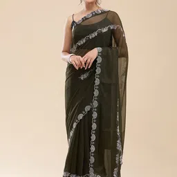 Vervee Couture Embellished Beads and Stones Pure Georgette Saree-picture-23