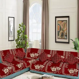 SAWNA HOMES Maroon Embroidered Velvet Sofa Cover With Coushion Covers-image-33