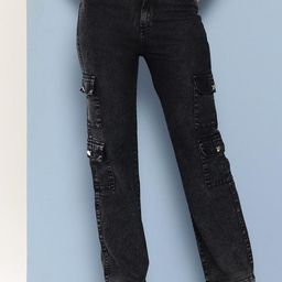 HERE&NOW Girls Comfort Straight Fit Mid-Rise Stretchable Cotton Cargo Style Jeans-picture-38