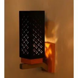 1ST TIME Black Colourblocked Wood Contemporary Rectangle Shaped Wall Lamp-picture-14