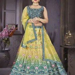 EthnicTree Printed Beads and Stones Ready to Wear Lehenga & Blouse With Dupatta-picture-38