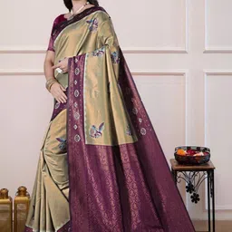 AAVEE Woven Design Embroidered Art Silk Designer Banarasi Saree image 3