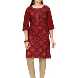BAESD Girls Ethnic Motifs Printed Pure Cotton Kurta And Leggings-picture-34
