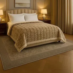 Signature Shivalik Brown Striped Fur Reversible 1200 GSM Heavy Winter Blanket-picture-10
