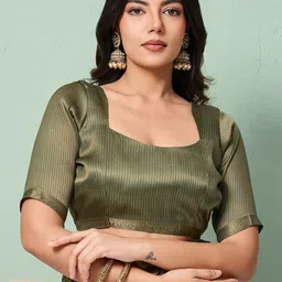 Rekha Maniyar Ethnic Motifs Zari Tissue Handloom Block Print Saree image 4