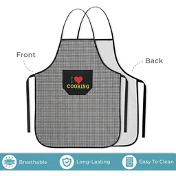 Kuber Industries Black & White Checked Cotton Apron with Front Pocket image 4