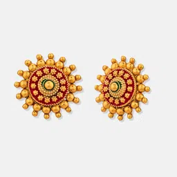 ATIBELLE Gold-Plated Floral Meenakari Work Studs image 3