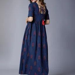 Vishudh Cotton Ethnic Motifs Printed Maxi Dress image 3