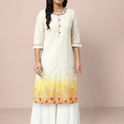 AURELIA Floral Embroidered Round Neck Thread Work Straight Kurta With Palazzos-picture-16