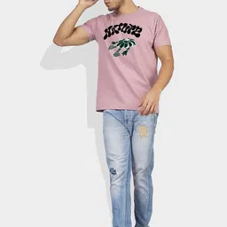 Greylongg Men Typography Printed Slim Fit Raw Edge T-shirt image 2