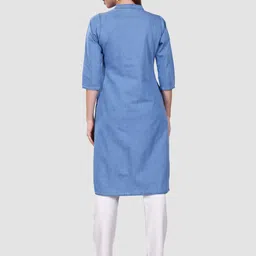SK Creation Zari Pattern Mandarin Collar Neck Straight Kurta image 2