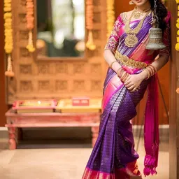 CANIZZARO Ethnic Motifs Woven Design Zari Banarasi Saree image 4