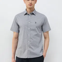 U.S. Polo Assn. Men Tailored Fit Floral Printed Spread Collar Cotton Casual Shirt image 5