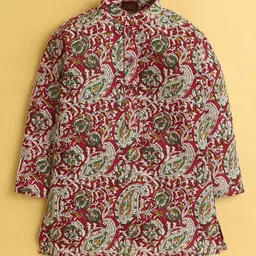 Jeetethnics Boys Ethnic Motifs Printed Cotton Silk Mandarin Collar Kurta with Pyjama image 2