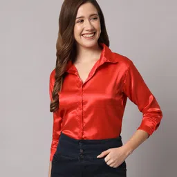 funday fashion Women Regular Fit Solid Casual Shirt image 1