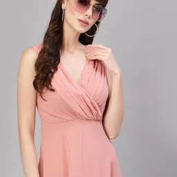 aayu Women Fit and Flare Pink Maxi/Full Length Dress image 5