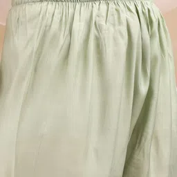 KALINI Embroidered V-Neck Chanderi Silk Tunic With Trousers image 2