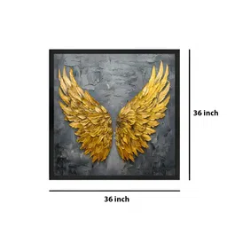 999Store Grey & Gold-Toned Angel Wings Canvas Wall Art image 2