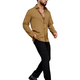 IKON FASHION Men Original Slim Fit Solid Spread Collar Casual Shirt image 3