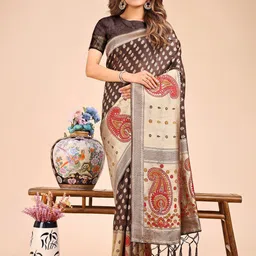 Mitera Woven Design Zari Linen Blend Saree-picture-22