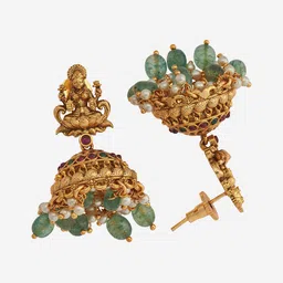 Kushal's Fashion Jewellery Gold-Plated Ruby Studded Jewellery Set image 3