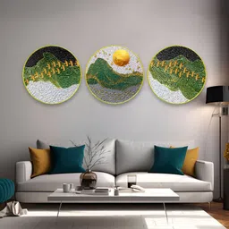 The Castle Decor 3 Piece Green & White Wooden Wall Art-image-86