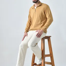 BAESD Men Solid Mock Collar Pullover Sweatshirt image 3