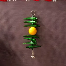 Homspurts 2-Pcs Green & Yellow Evil Eye Textured Wall Hangings image 2