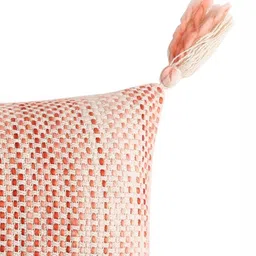 Revive Home White & Pink Abstract Printed Breathable Cotton Square Cushion Cover image 3