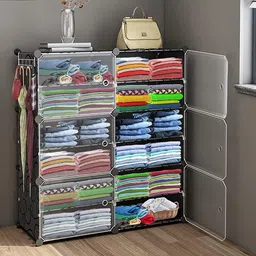 veneersmit Plastic Cloth Almari Wardrobe 6-Door 12-Shelf Plastic Collapsible Wardrobe PC Collapsible Wardrobe-picture-29