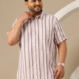 Sztori Plus Size Self Striped Spread Collar Tweed Shirt image 3