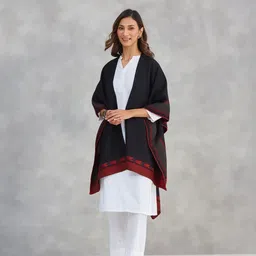 Fabindia Geometric Self Design Woollen Pouncho Shrug-image-56