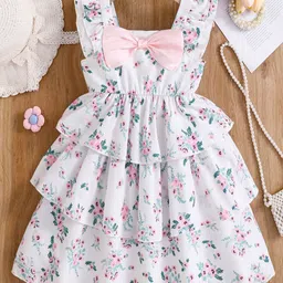 Oh Rare Girls Floral Printed Square Neck Layered Fit & Flare Midi Dress-image-90