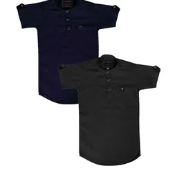OJ TREND Kids-Boys Navy Blue Kurtas-picture-28