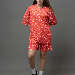 GO DEVIL Printed Round Neck T-Shirt With Shorts Co-Ords image 3