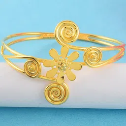MEMOIR Brass Gold plated Floral Adjustable size Cuff Kada bracelet-picture-30