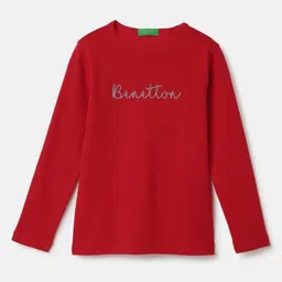 United Colors of Benetton Girls Typography High Neck Pure Cotton T-shirt-picture-31