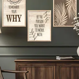 Kotart Brown & Cream 3 Pieces Abstract Printed Wooden Wall Arts image 5