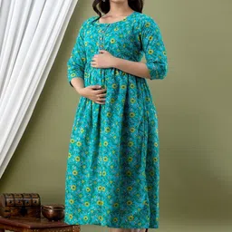 Style Heaven Women Floral Printed Gotta Patti Pure Cotton Maternity Anarkali Kurti image 5