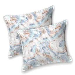 INDRA'S Multicoloured & Blue 250 TC King Bedsheet with 2 Pillow Covers image 3