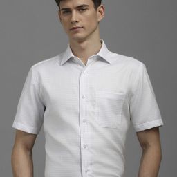 Louis Philippe Men Classic Slim Fit Spread Collar Micro Checked Cotton Formal Shirt-picture-45