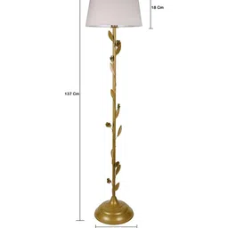 Homesake Floral, Antique Gold  Metal Floor Lamp,  with Iron Leg& Khadi Shade image 2