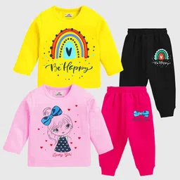 KUCHIPOO Girls Pack Of 2 Printed Round Long Sleeves T-Shirt With Jogger-picture-15