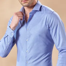 Aldeno Men India Spread Collar Textured Cotton Slim Fit Casual Shirt image 1