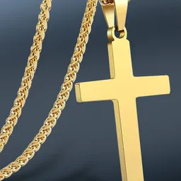 Peora Men Staibless Steel Gold-Plated Pendant With Chain-image-55